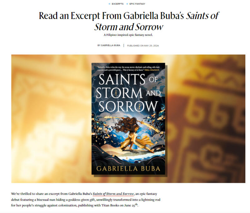 REACTOR MAG: Read an Excerpt From Gabriella Buba’s Saints of Storm and Sorrow