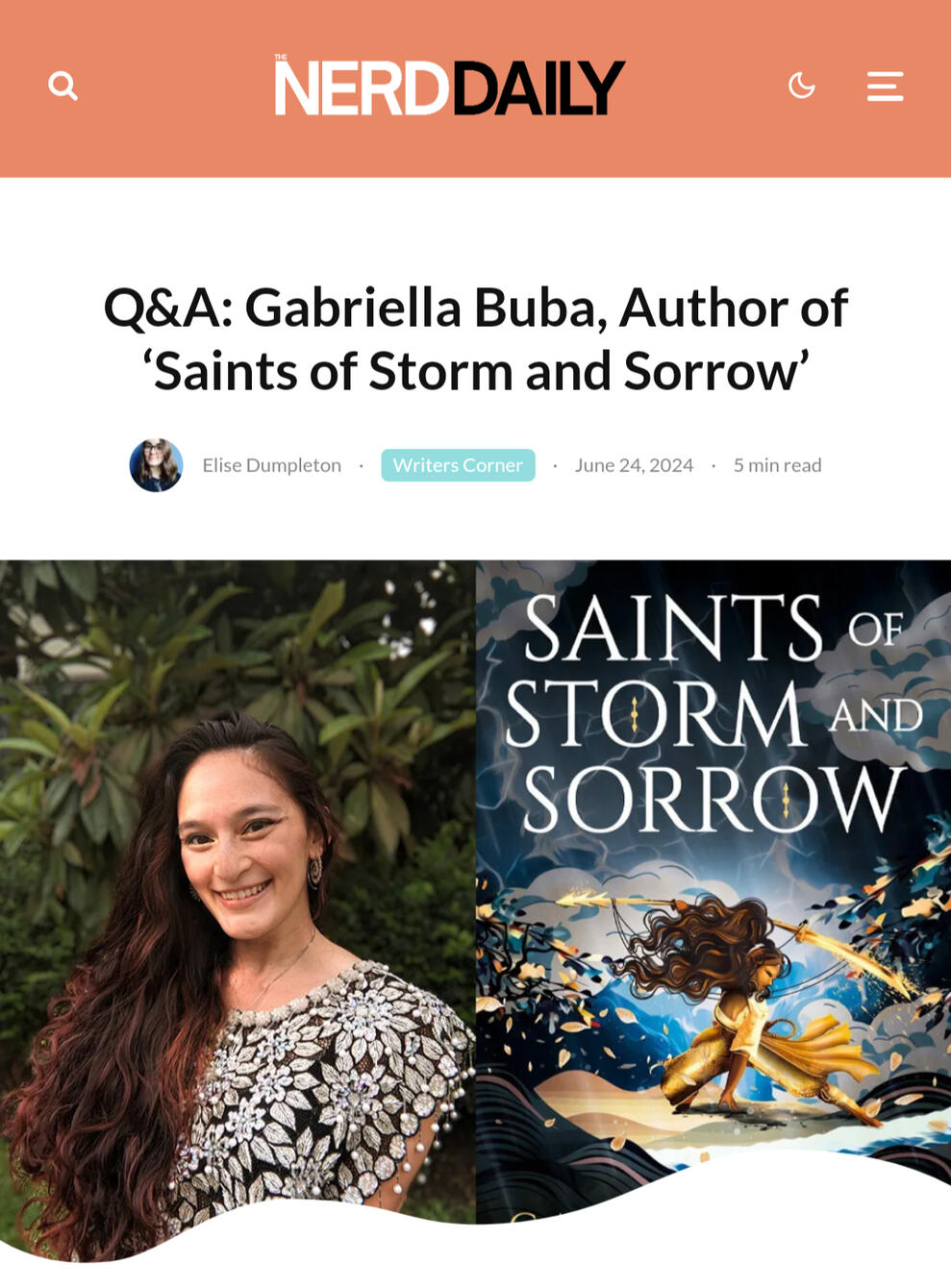 WQ&A with Gabriella Buba Author of Saints of Storm and Sorrow with The Nerd Daily