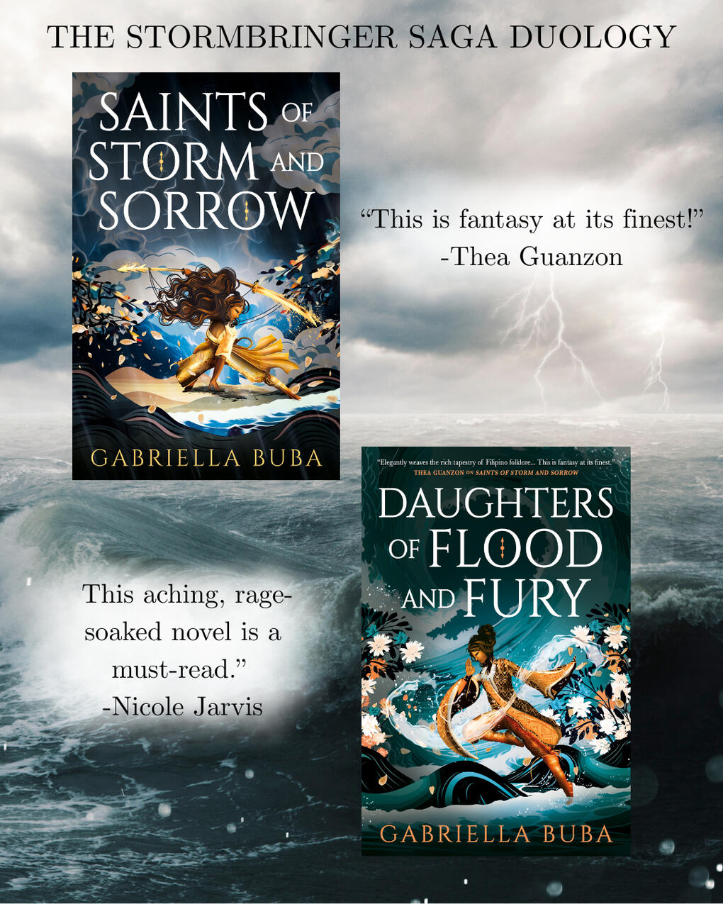 Saints of Storm and Sorrow by Gabriella Buba Coming June 25, 2024. Go to a Stormcaller for Vengeance for they do not heal and they do not save.